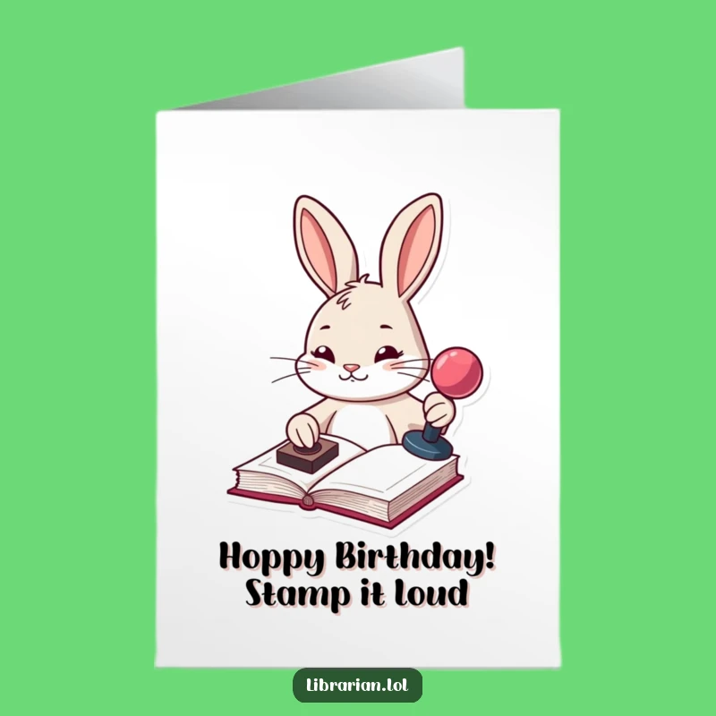 Free Printable Birthday Card: Stamping Bunny - Funny DIY Gift for Readers