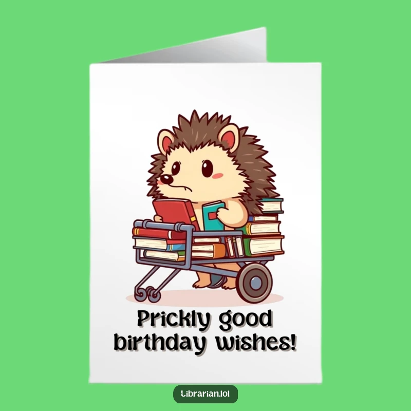 Free Printable Hedgehog Librarian Birthday Card - Focused Downloadable Wishes!