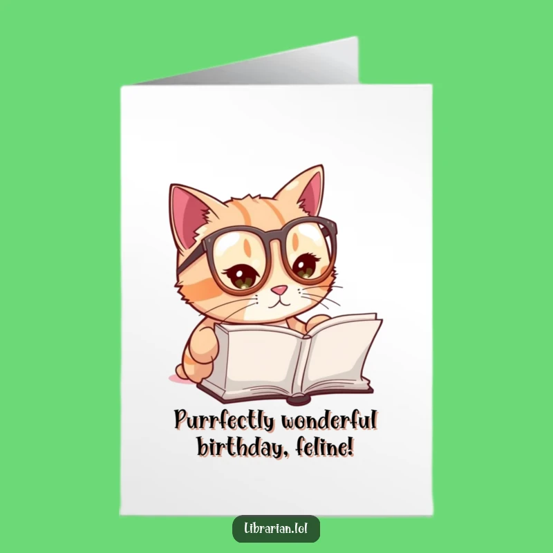 Free Printable Cat Birthday Card: Funny Glasses-Wearing Bookworm Downloadable Gift for Readers!