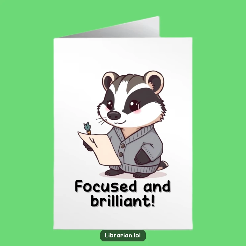 Free Printable Congrats Card: Determined Badger Author Funny Downloadable Gift