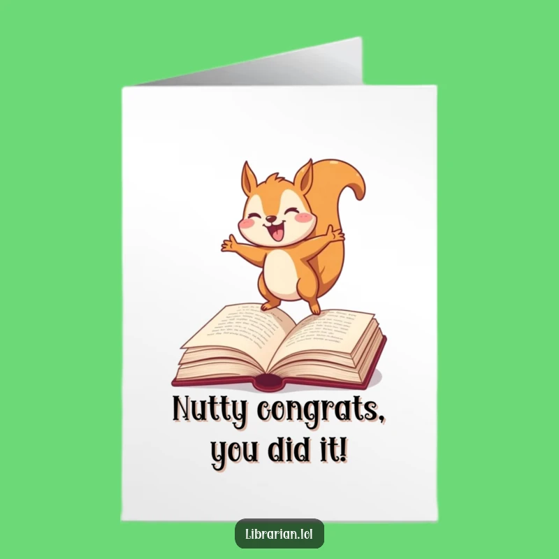 Free Printable Congrats Card: Joyful Squirrel Dictionary Success for a Laugh