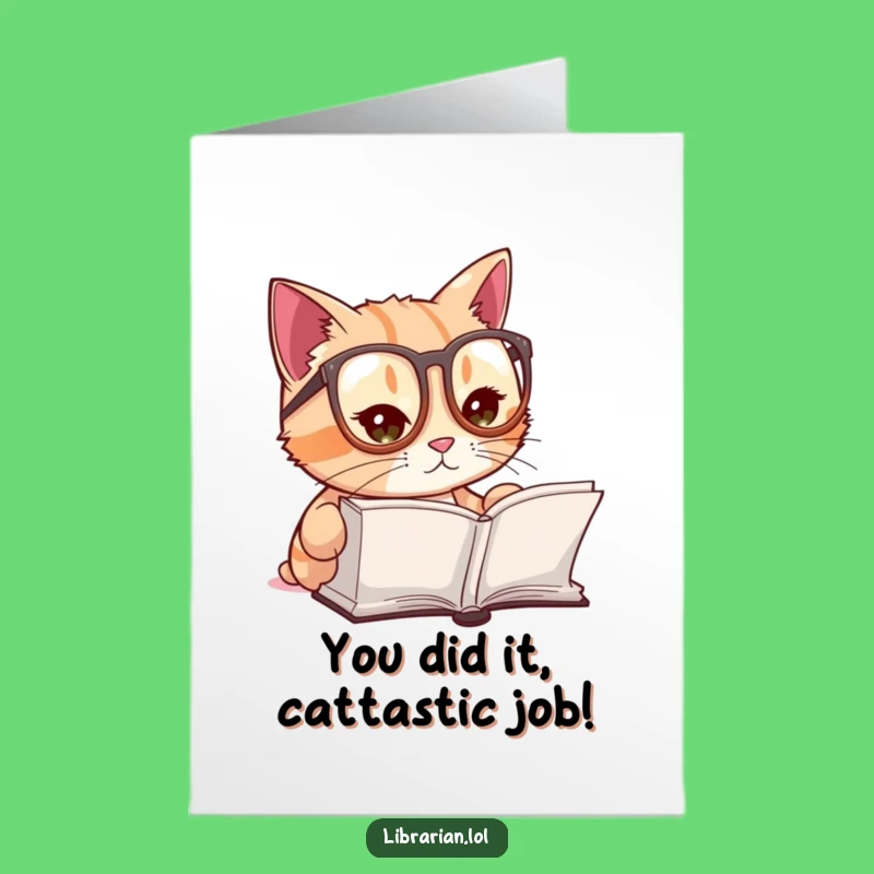 Free Printable Congrats Card: Smart Cat Bookworm Downloadable Gift for Achievers!