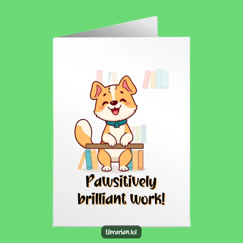 Free Printable Dog Librarian Congrats Card - Pawsitive Downloadable Cheer!