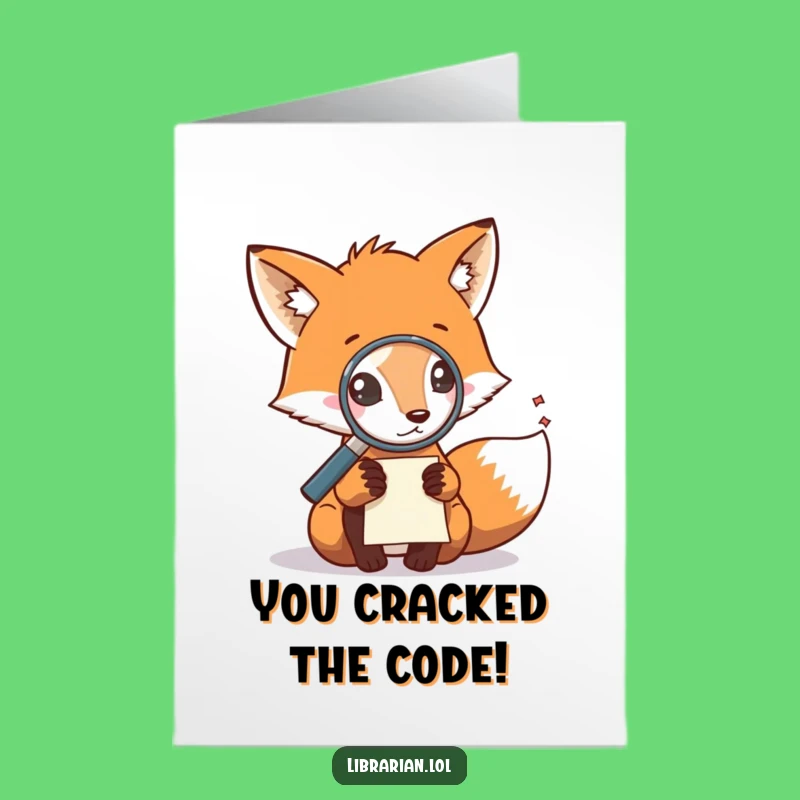 Free Printable Fox Congrats Card: Note Investigator! Humorous Downloadable Gift!