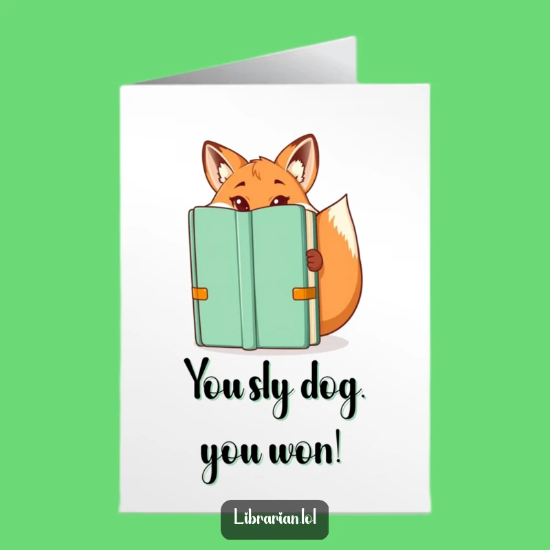 Free Printable Fox Librarian Congrats Card: Playful & Sly Downloadable