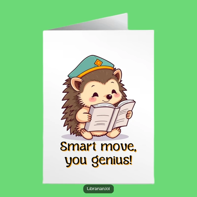 Free Printable Hedgehog Congrats Card: Smart Reader Success, Funny Downloadable Gift Idea