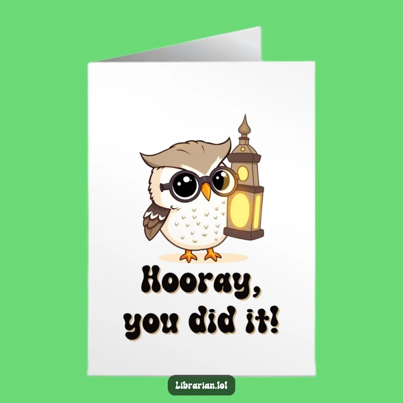 Free Printable Congrats Card: Owl's Discovery! Funny Downloadable Celebration of Knowledge.