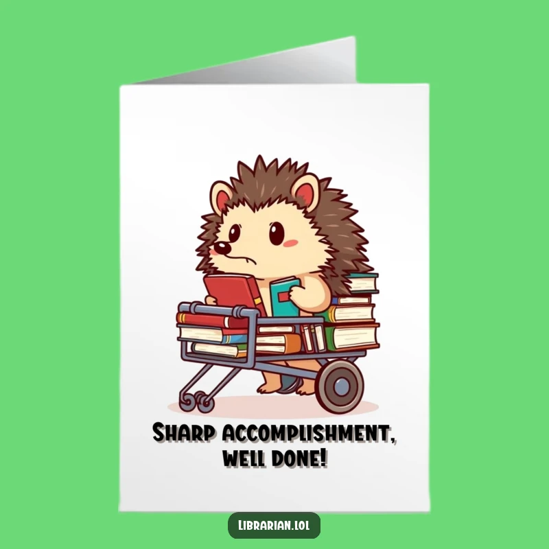 Free Printable Hedgehog Librarian Congrats Card - Serious Downloadable Praise!