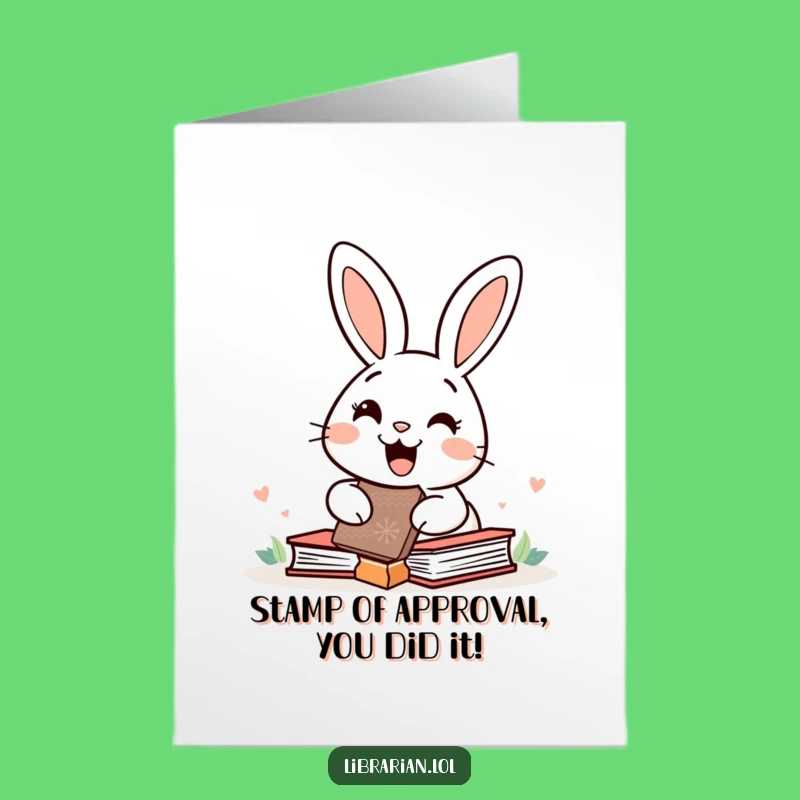 Free Printable Rabbit Congratulations Card: Stamped with Success Funny Downloadable Gift