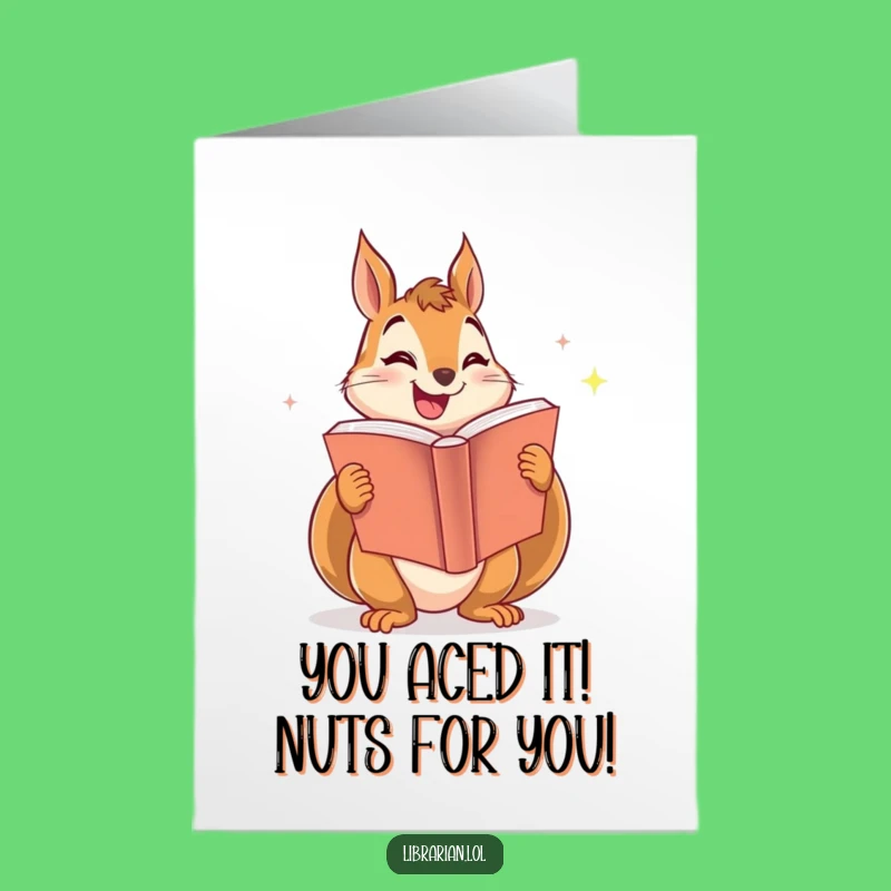 Free Printable Congratulations Card: Funny Squirrel Book Sharing, Joyful Downloadable for Any Achievement
