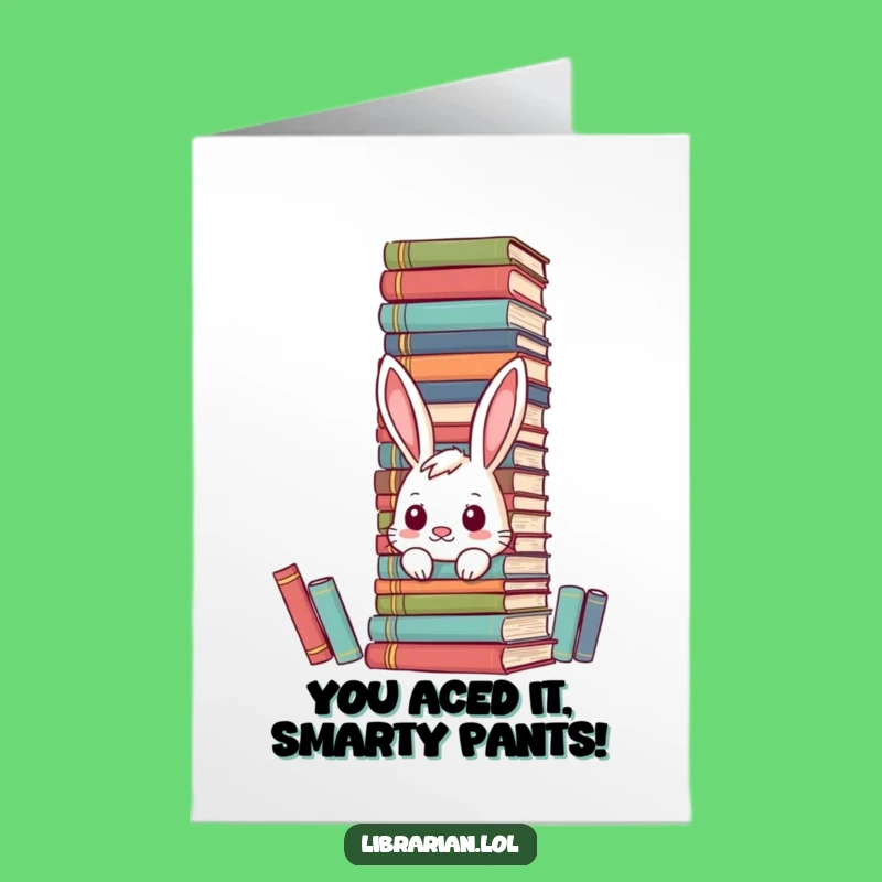 Free Printable Congrats Card: Bookish Bunny, Smart Downloadable Gift