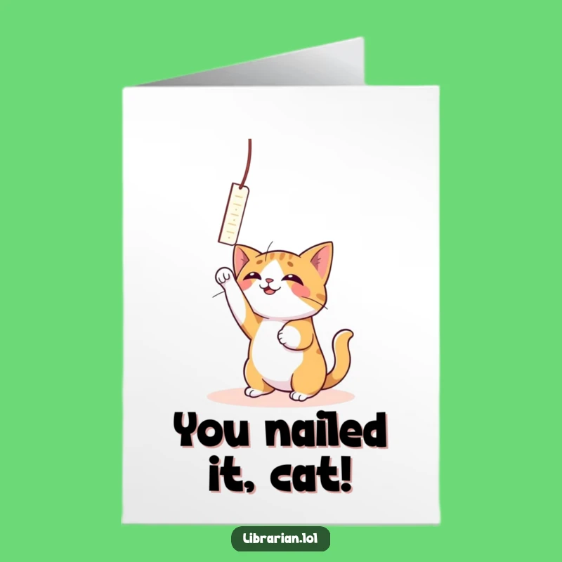 Free Printable Congrats Card: Cat Celebrates Your Win - Downloadable Humorous Gift