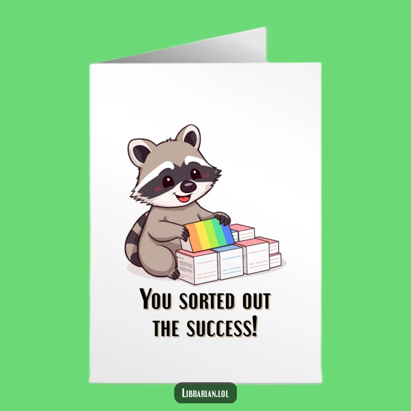 Free Printable Congrats Card: Tidy Raccoon Downloadable Gift for Success!