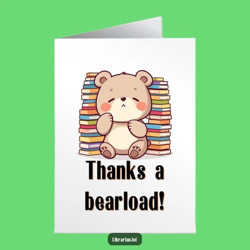 Free Thank You Card: Funny Shushing Bear, Humorous Downloadable Gift for Readers