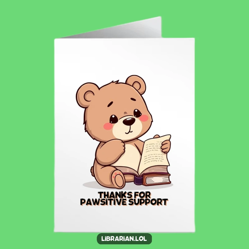 Free Printable Bear Thank You Card - Humorous Wink Downloadable Gift