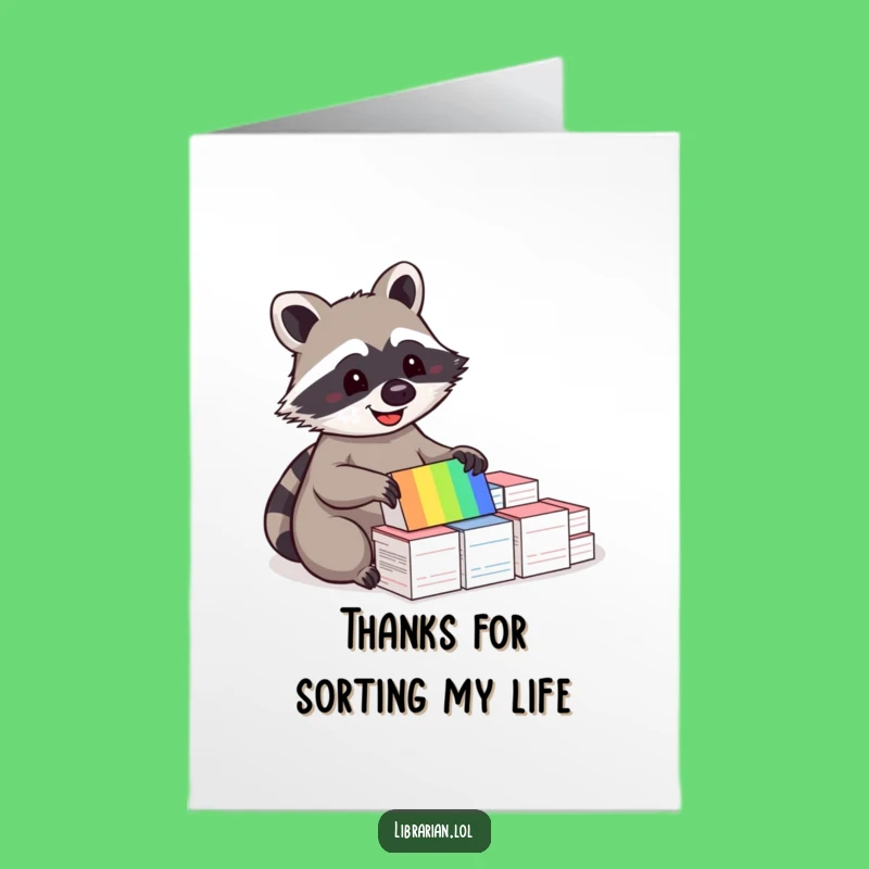 Free Printable Thank You Card: Organized Raccoon Expressing Gratitude Downloadable Gift!