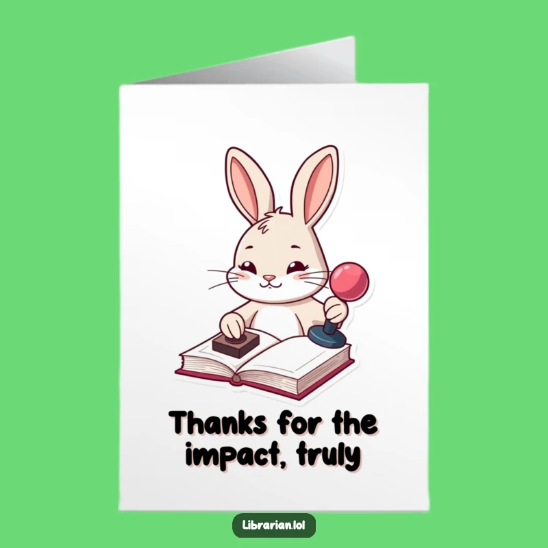 Free Printable Thank You Card: Stamping Bunny - Funny Downloadable Gift