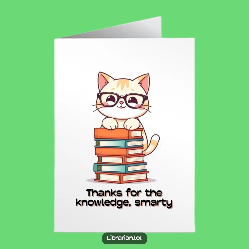 Free Printable Thank You Card: Grateful Book Cat - Downloadable Appreciation Gift