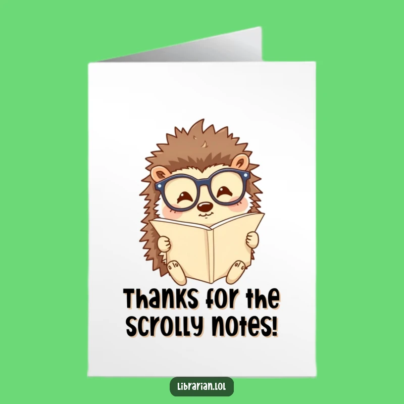 Free Printable Thank You Card: Cute Hedgehog Scholar, Perfect DIY Downloadable