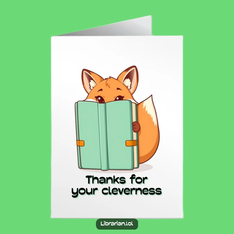 Playful Fox Librarian Thank You Card: Free Printable, Mischievous Downloadable