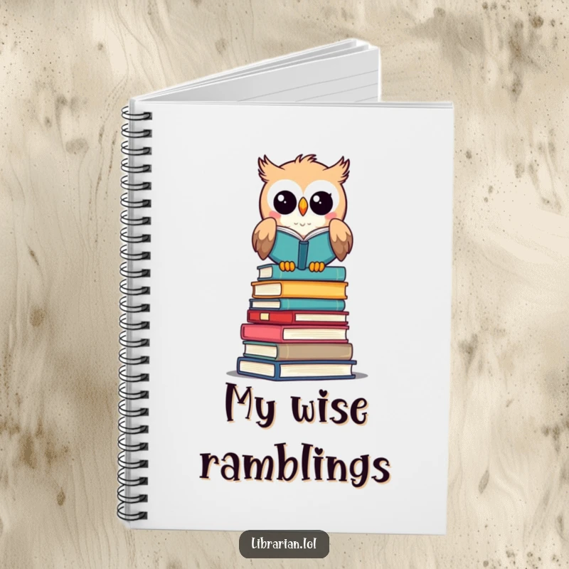 Funny notebook: A cheerful owl librarian on books, ideal for a funny gift for note-taking.