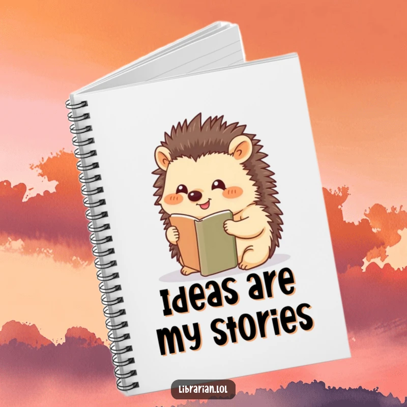 Funny Hedgehog notebook, smiling while bookmarking, cute stationery, creative writing tool, perfect funny gift.