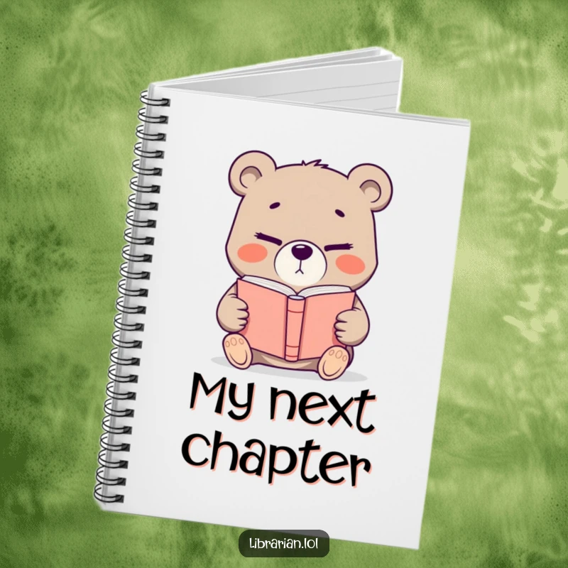 Funny determined bear offering a book with a knowing wink, a creative notebook for jotting down ideas with a humorous, literary touch.