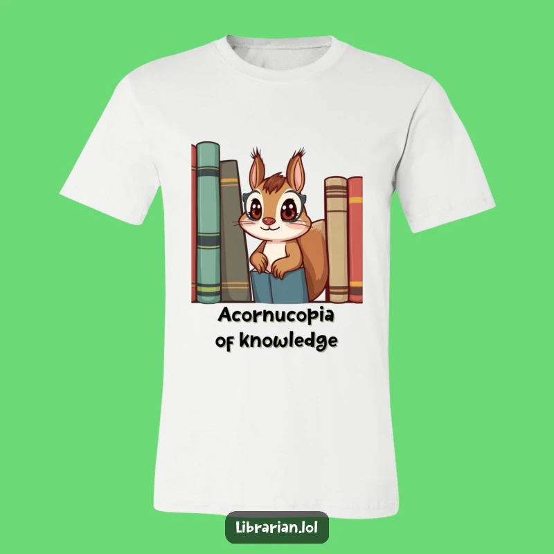 Funny Squirrel Librarian T-Shirt - Adorable Curious Critter Reading Gift for Him or Her