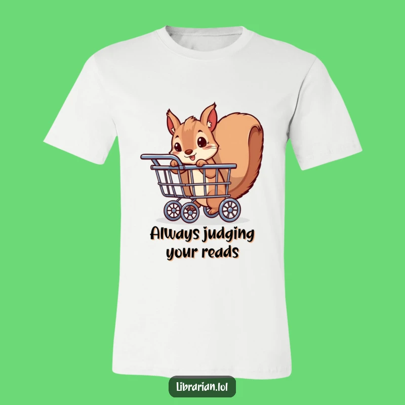Funny Squirrel Bookworm T-Shirt: Playful Librarian Peeking, Ideal Funny Gift for Readers
