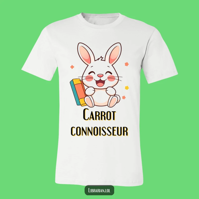Funny Rabbit Library T-Shirt: Cheerful Rabbit Stamps Card, Great Book Lover Funny Gift!