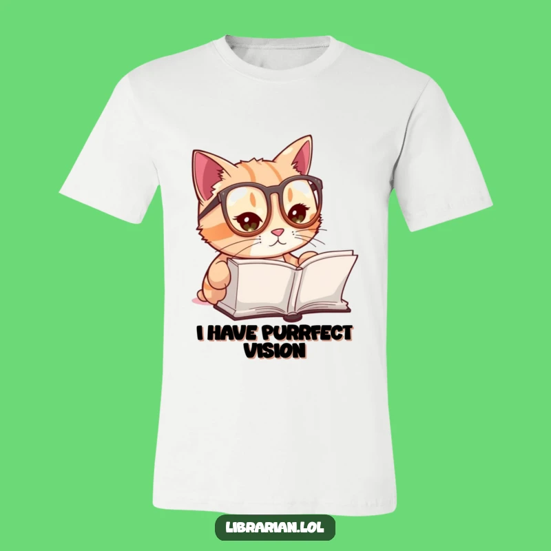 Funny Cat with Glasses T-Shirt - Cute Studious Feline Reading Tee