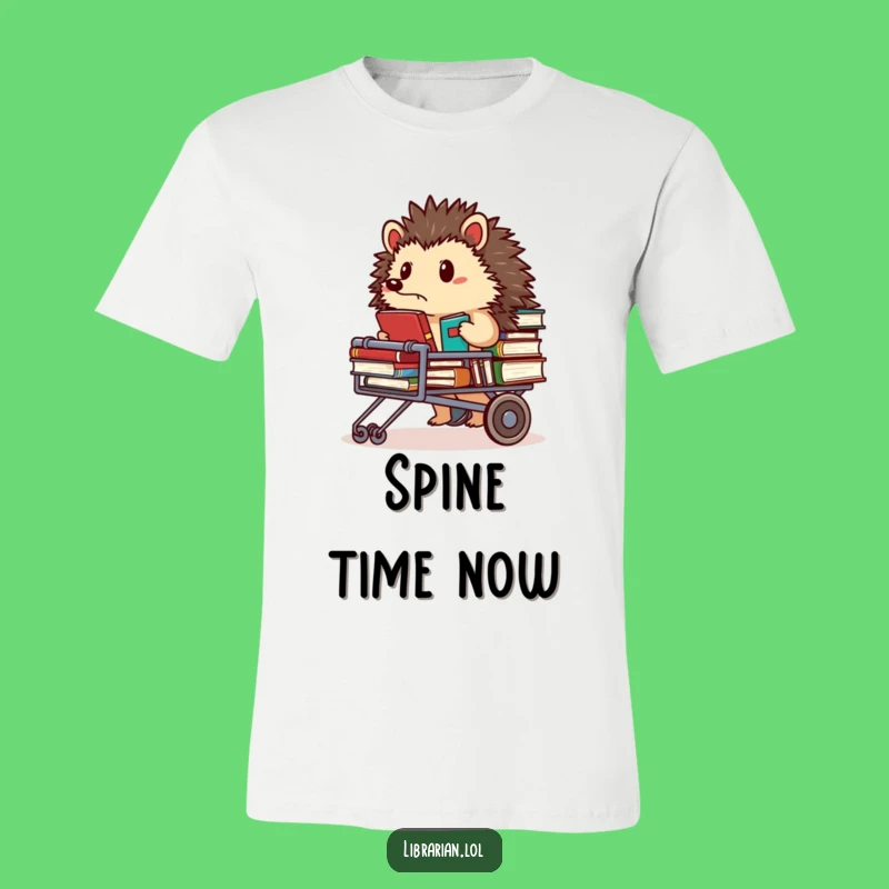 Funny Hedgehog Librarian T-Shirt - Focused Bookworm Tee