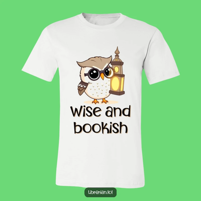 Funny Owl Spectacles T-Shirt: Wise Owl Reads Ancient Tome, Great Intellectual Funny Gift!