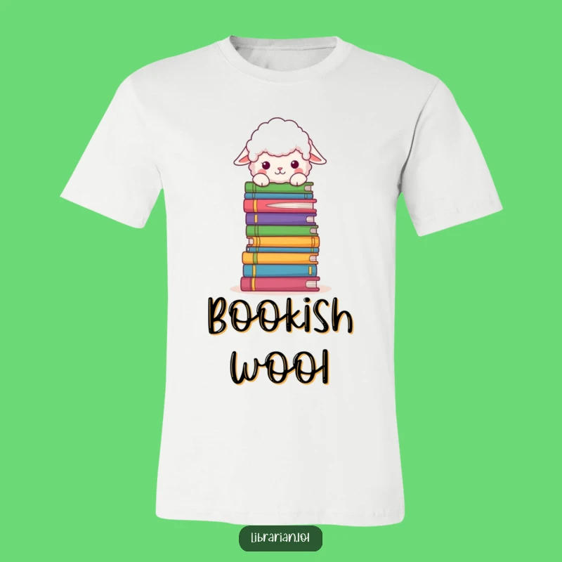 Funny Sheep Book T-Shirt: Fluffy Sheep Peeks Over Books, Great Reading Funny Gift!