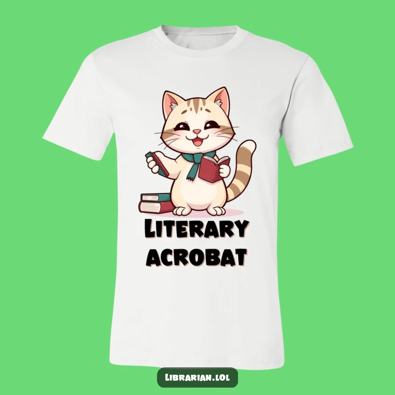 Funny Giggling Cat Librarian T-Shirt: Wear Your Love for Books and Laughs!