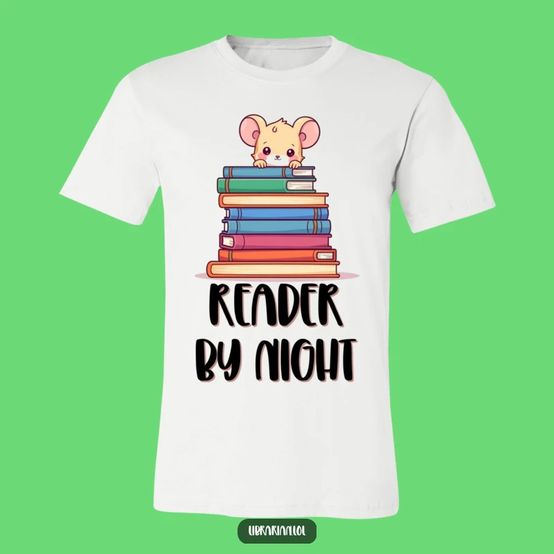 Funny Mouse T-Shirt, Playful Curiosity Over Books, Adorable Reading Humor