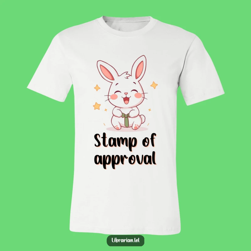 Funny Rabbit T-Shirt, Energetic Book Stamper, Joyful Reader Apparel