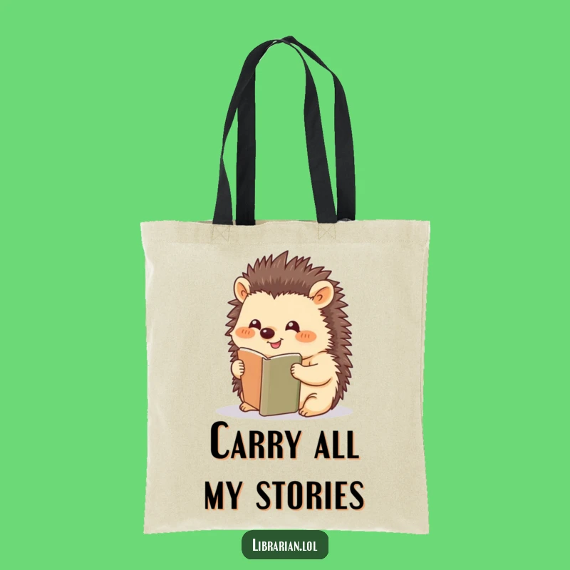 Funny Hedgehog Bookmark Tote Bag - Carry Your Books in Style, Funny Gift