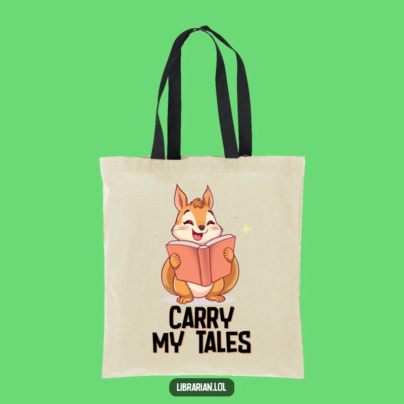 Funny Squirrel Tote Bag: Enthusiastic Book Lover's Carry-All Gift