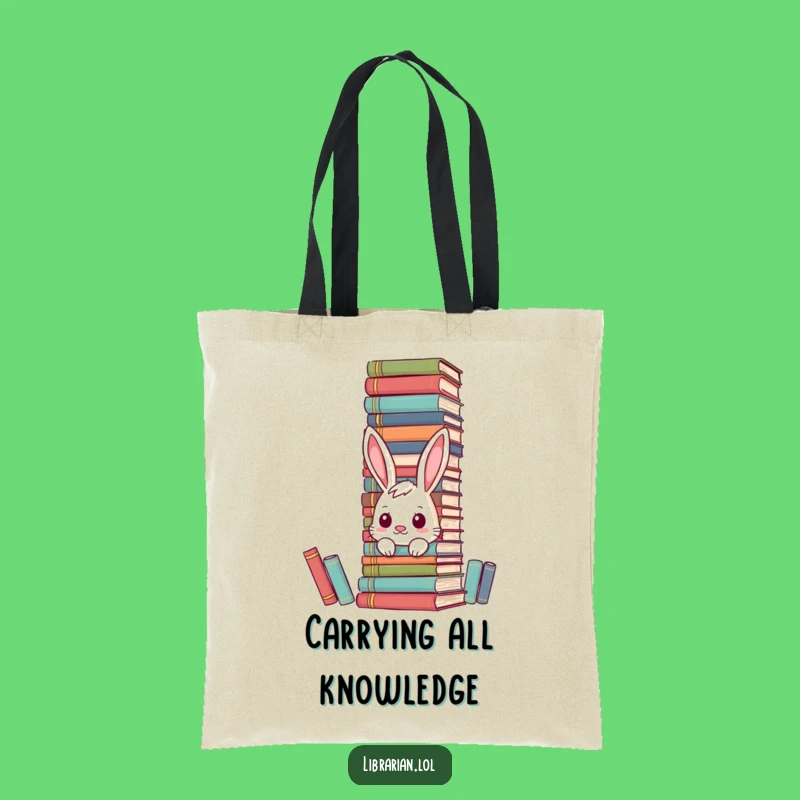 Funny Bunny Bookworm Tote Bag: Carry Your Books with Whimsical Literary Humor