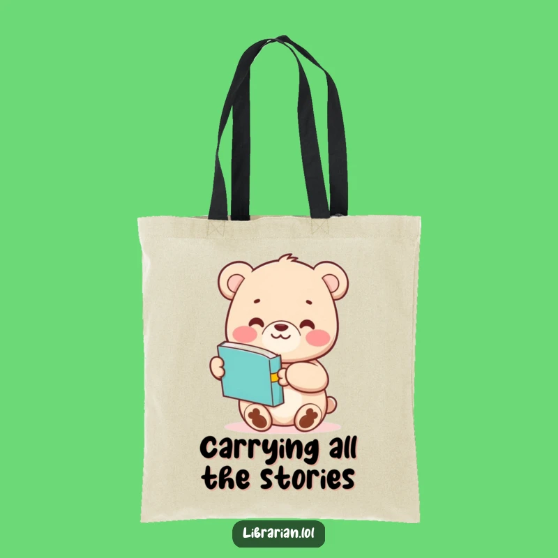 Funny Bear Cub Tote Bag - Adorable Reading Character Gift Bag