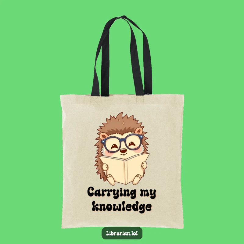 Funny Hedgehog Tote Bag: Scholar's Carry-All, Unique Funny Gift Idea