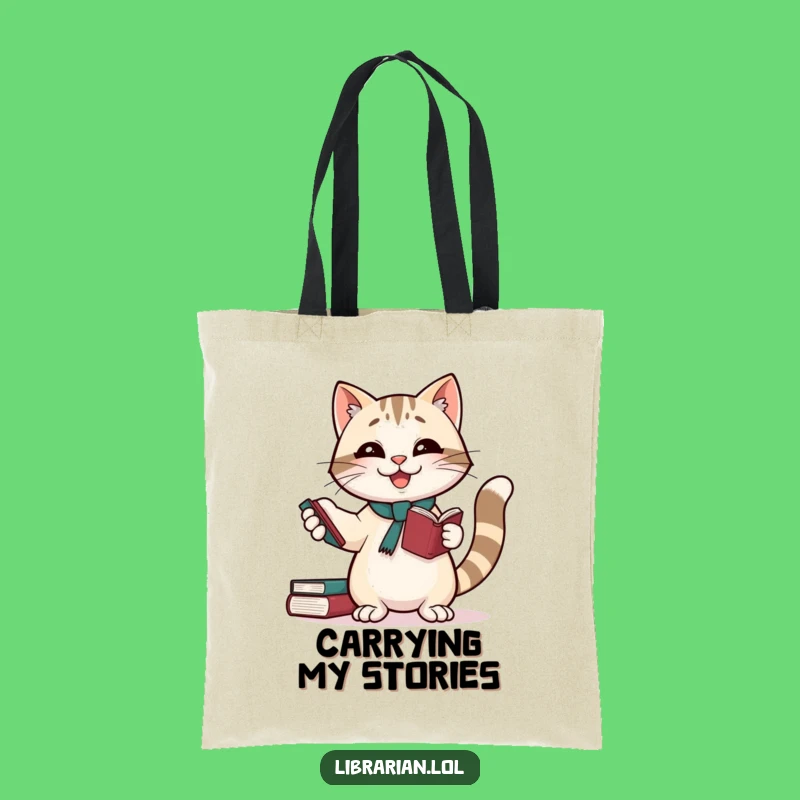 Funny Giggling Cat Librarian Tote Bag: Carry Your Books and Your Humor!