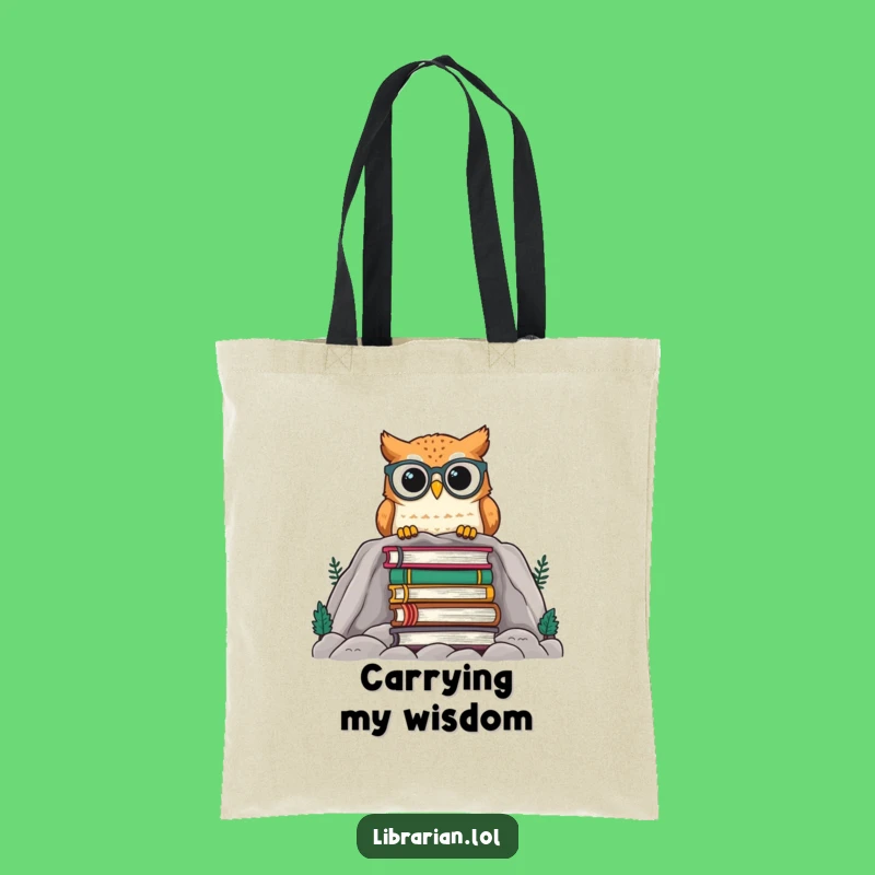 Funny Owl Tote Bag - Cute Spectacled Owl Carrying Books Gift