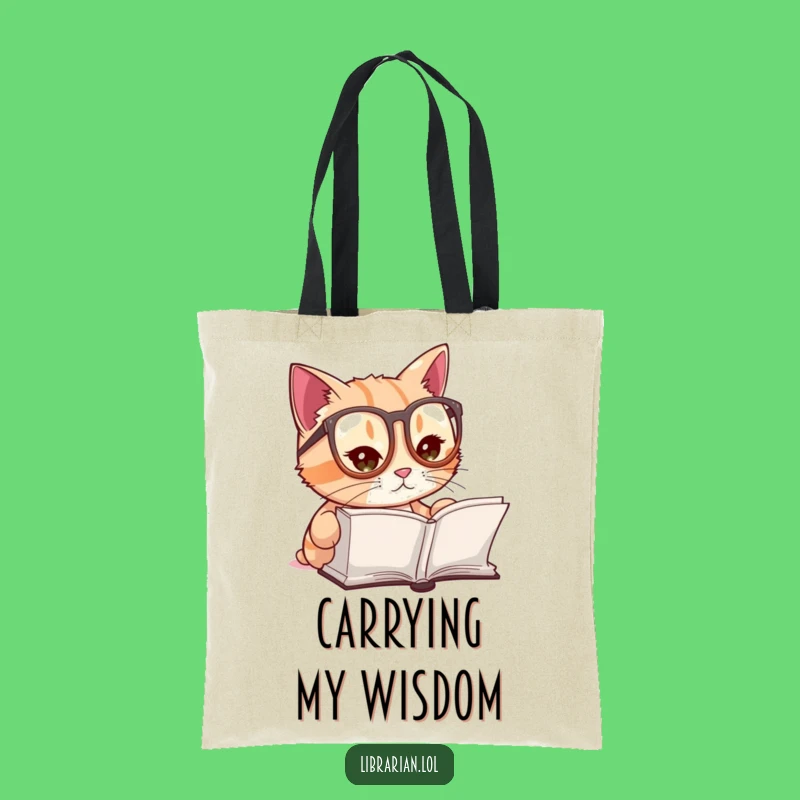 Funny Cat Lover Tote Bag - Cute Reading Cat Canvas Carry-All