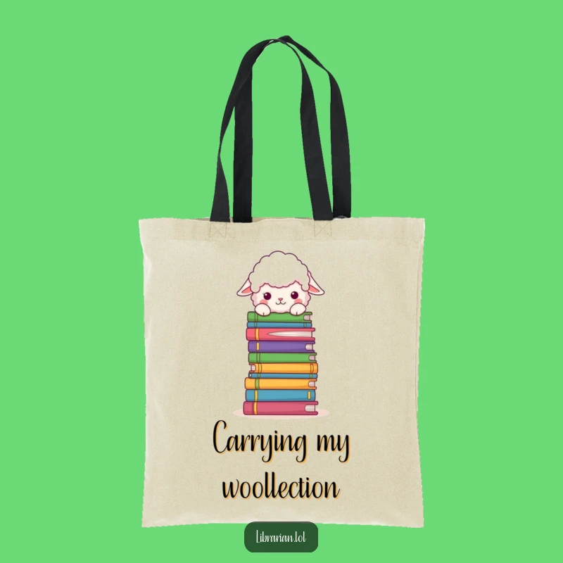 Funny Sheep Book Tote Bag: Fluffy Sheep Peeks Over Books, Carry Your Reads Hilariously!