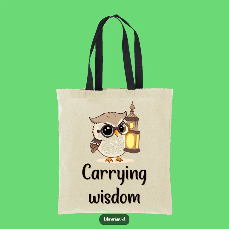 Funny Owl Book Tote Bag: Spectacled Owl Reads Tome, Carry Your Knowledge Hilariously!