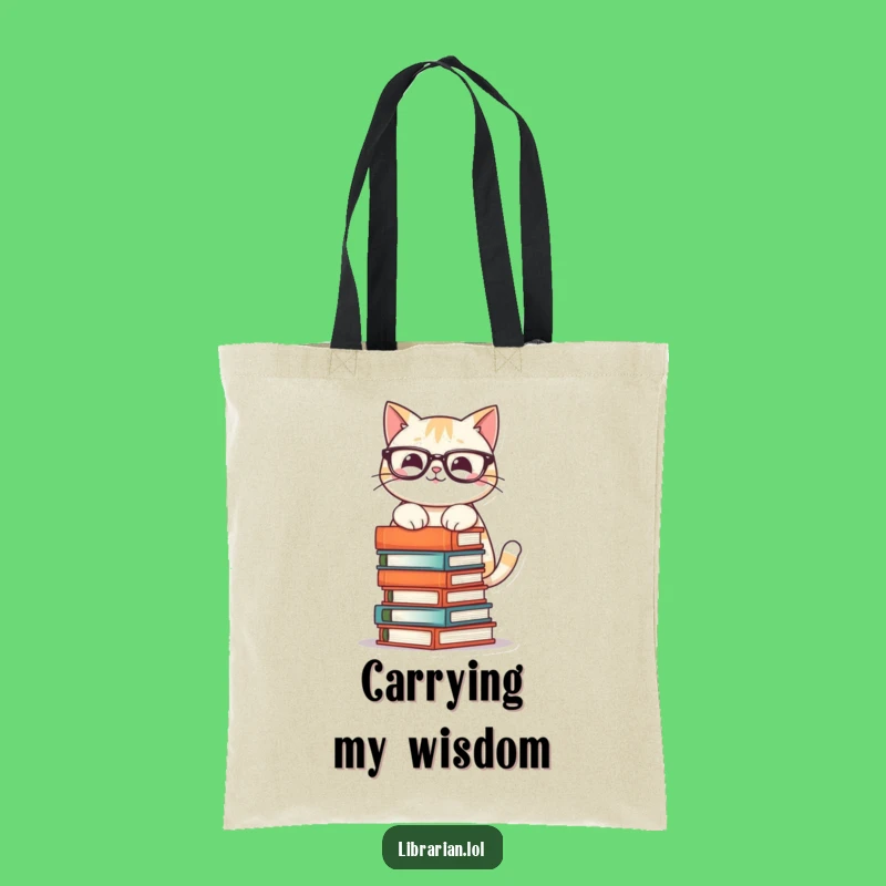 Funny Cat Book Tower Tote Bag - Chic & Hilarious Accessory for Bibliophiles