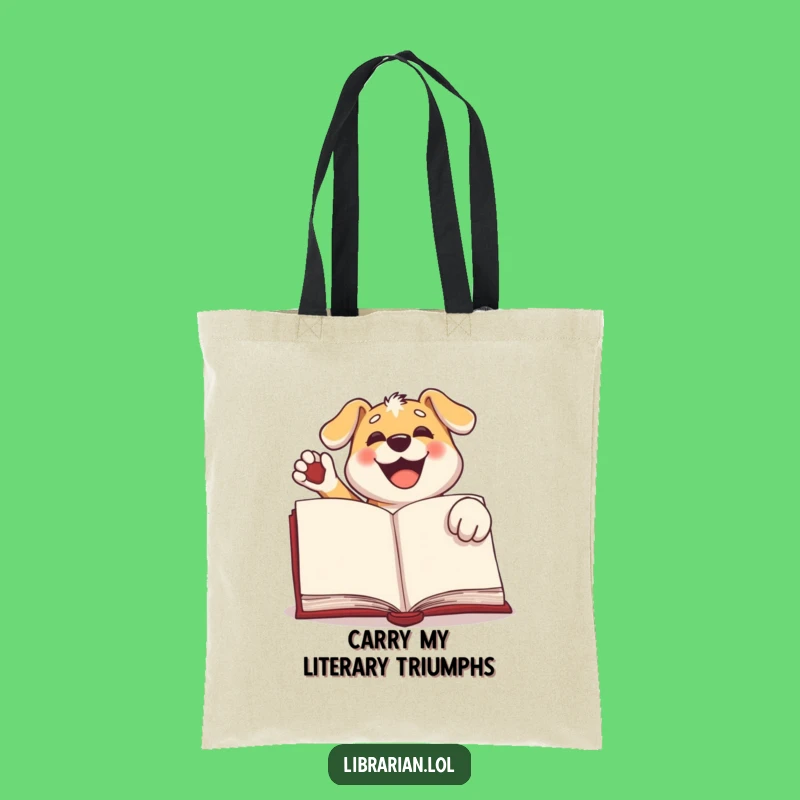 Funny Dog Stamp Tote Bag: Carry Your Books with Pup Power