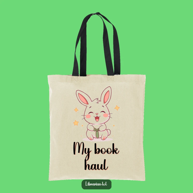Funny Rabbit Tote Bag, Energetic Stamper, Joyful Book Carrier